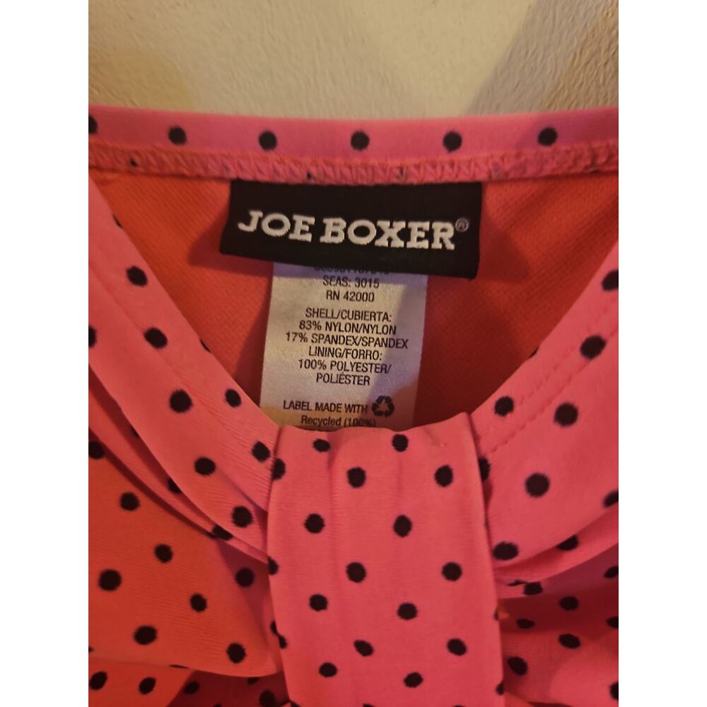 Joe Boxer Swimsuit 2X Women’s Plus One Piece Pink Polka Dot Ruched Bathing Suit - Picture 3 of 3